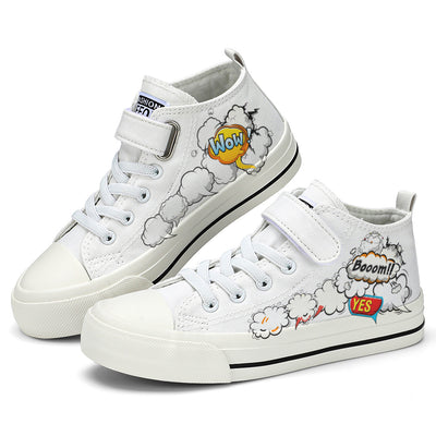 Pop Art Boom Kids High Top Canvas Shoes