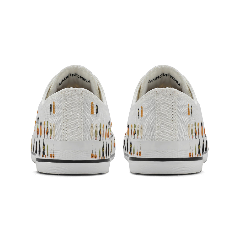 Halloween Ghost Pumpkin Kids Low Top Canvas Shoes