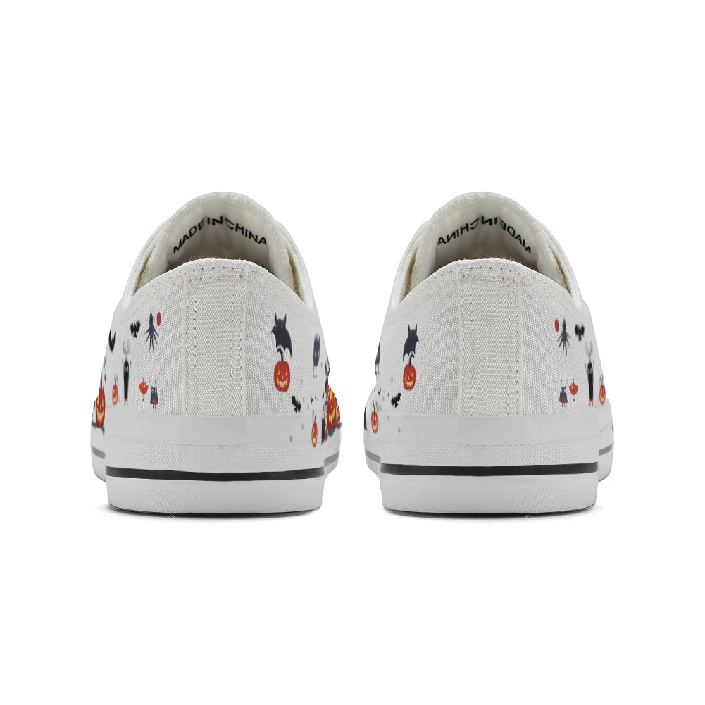 Halloween Pumpkin Kids Low Top Canvas Shoes