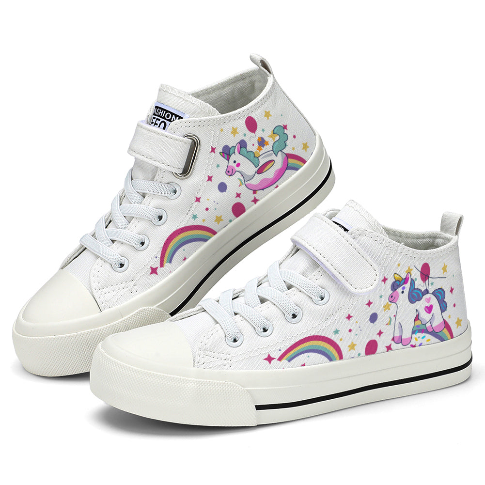 Rainbow Unicorn Kids High Top Canvas Shoes