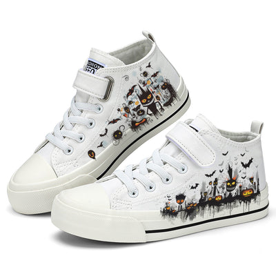 Halloween Basquiat Kids High Top Canvas Shoes