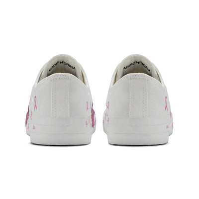 Flower Breast Cancer Low Top Canvas Shoes