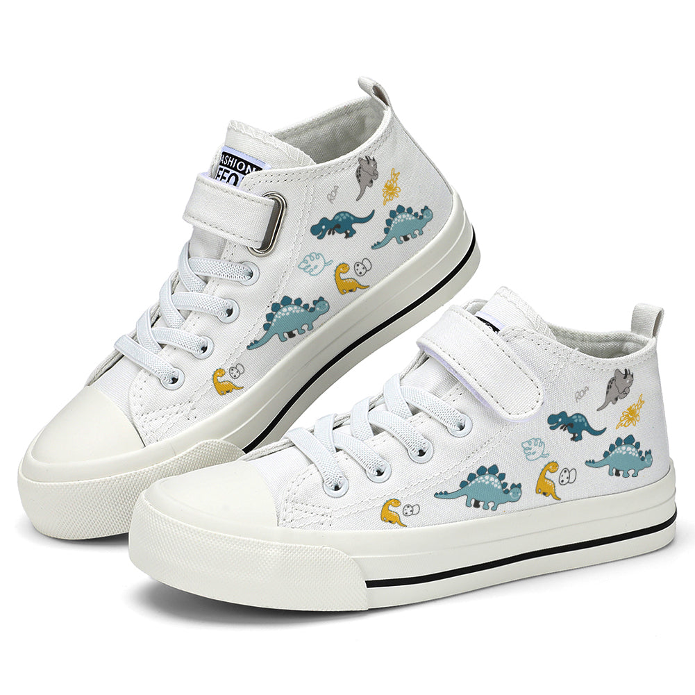 Cute Dinosaur Kids High Top Canvas Shoes