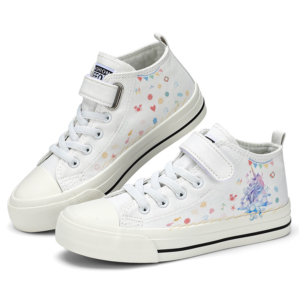 Unicorn Kids High Top Canvas Shoes