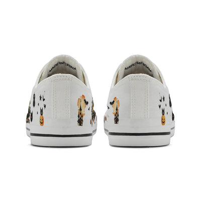 Halloween Castle Witch Kids Low Top Canvas Shoes