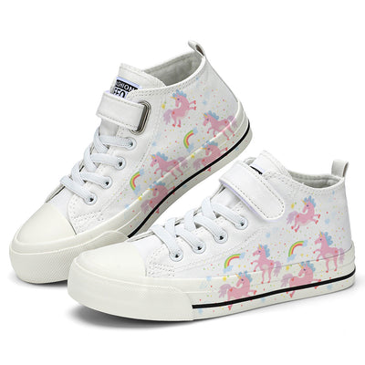 Rainbow Unicorn Kids High Top Canvas Shoes