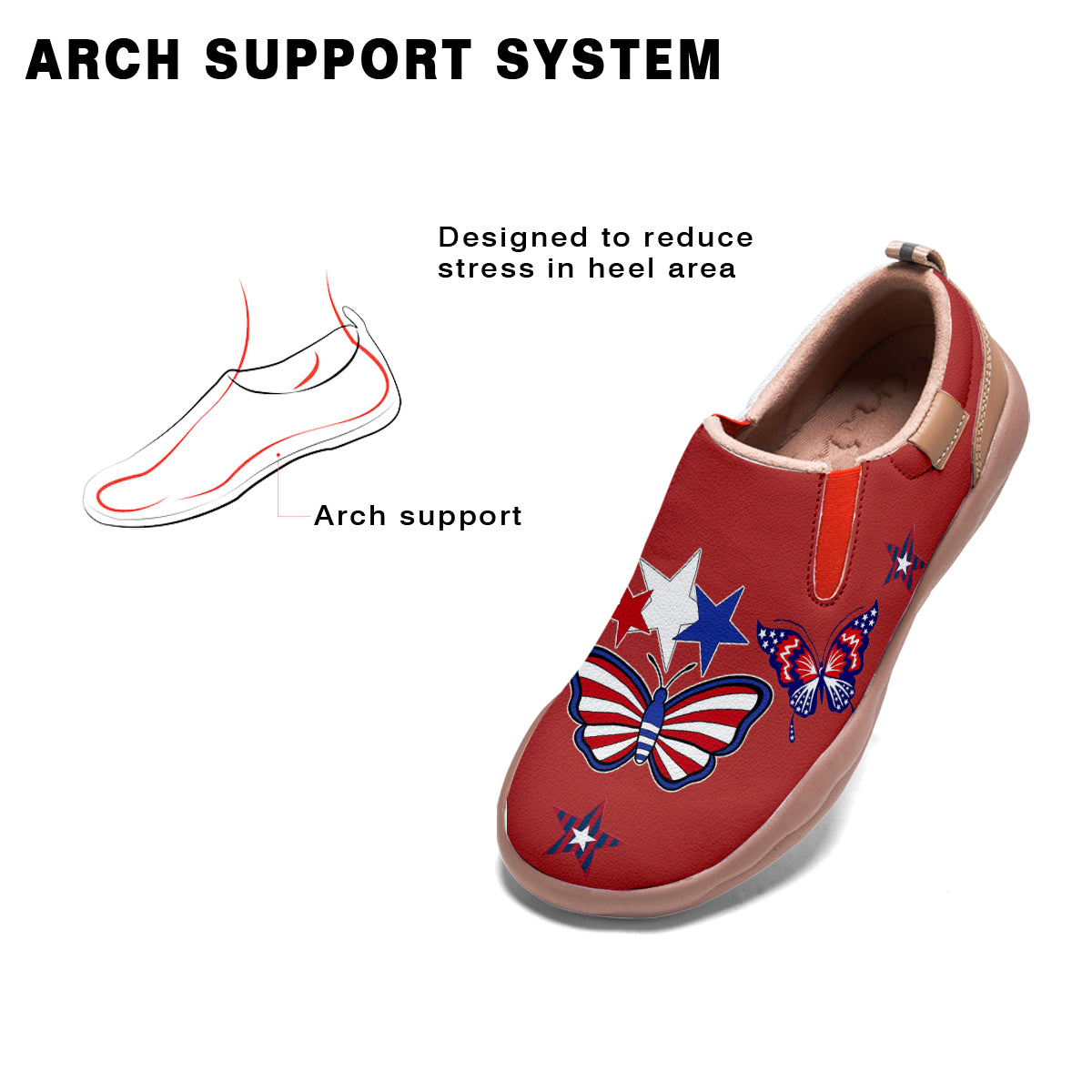 Butterfly American Flag Slip On