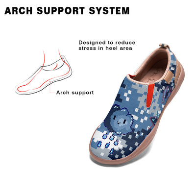 Blue Pixel Camouflage Dinosaur Slip On