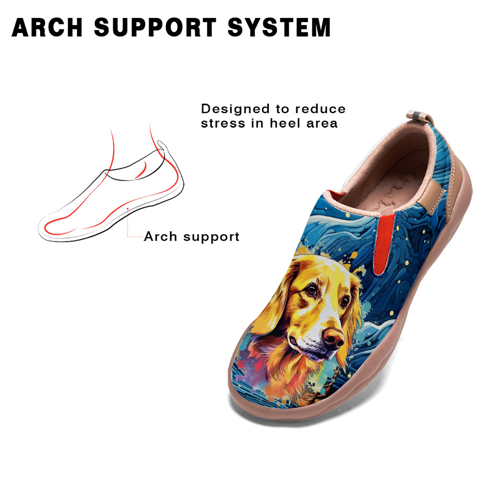 Starry Night Golden Retriever Slip On