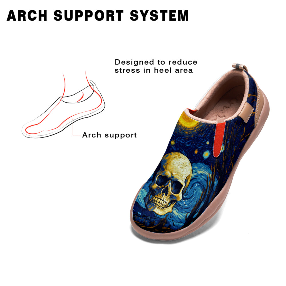 Starry Night Skull Slip On