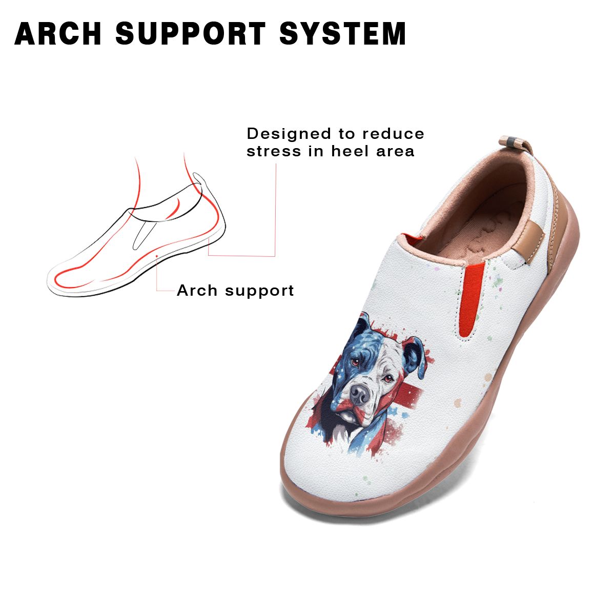 American Flag Pug Dog Slip On