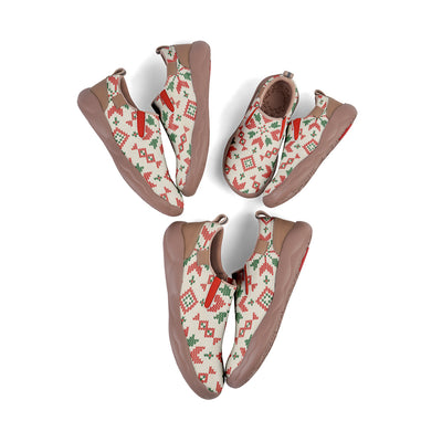 Pixel Christmas Snowflake Kids Slip On