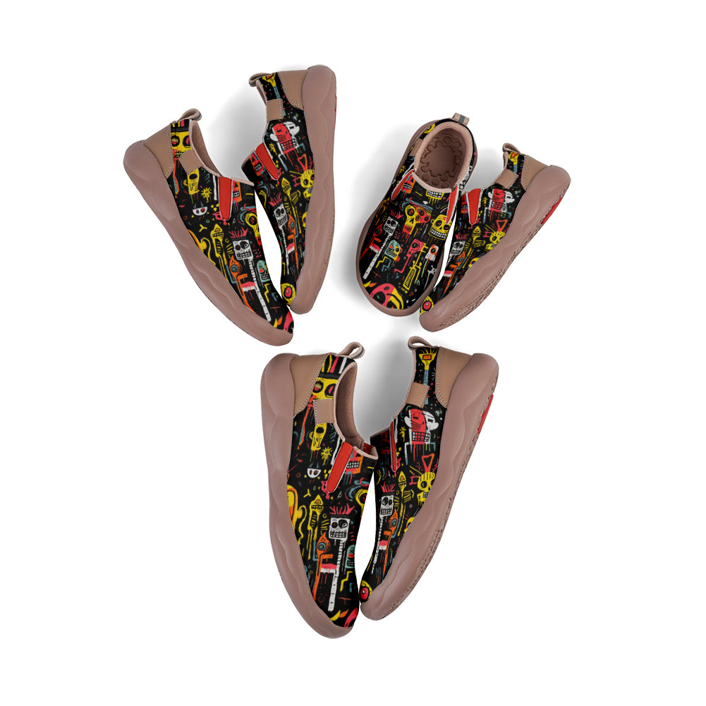 Colorful Graffiti Skull Kids Slip On