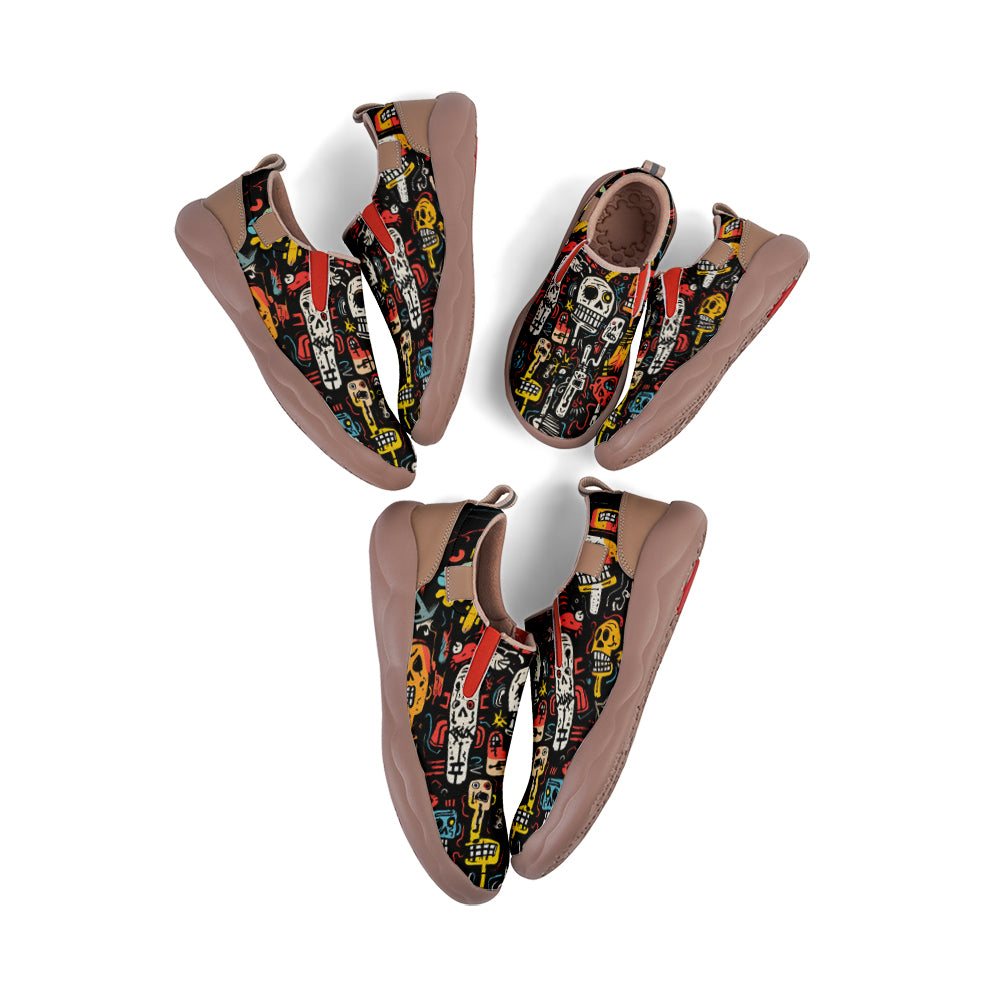 Colorful Graffiti Skull Kids Slip On