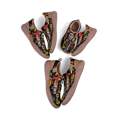 Colorful Graffiti Skull Kids Slip On