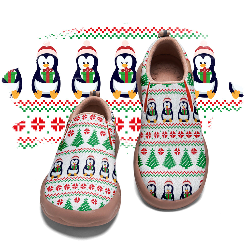 Pixel Christmas Penguin Slip On