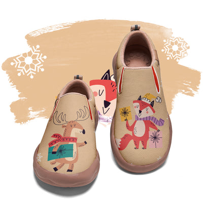 Christmas Fox Deer Kids Slip On