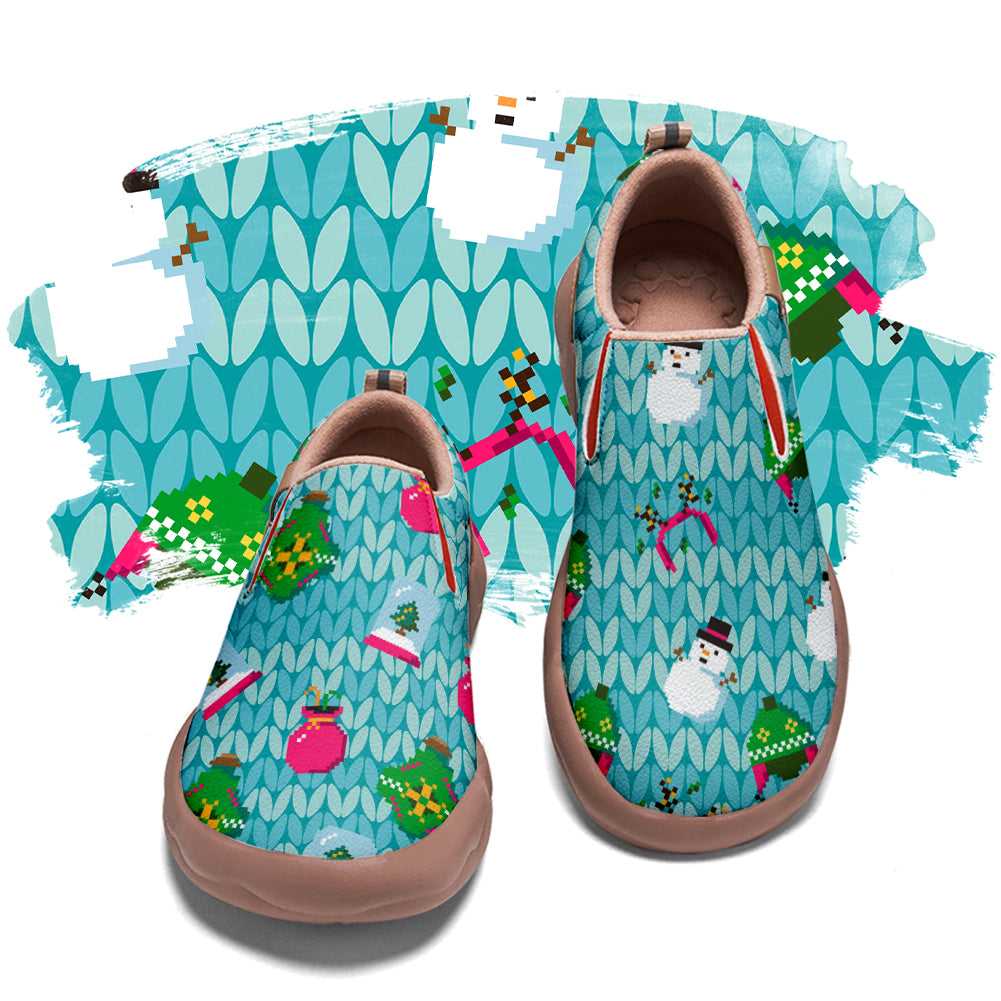 Pixel Christmas Snowman Slip On