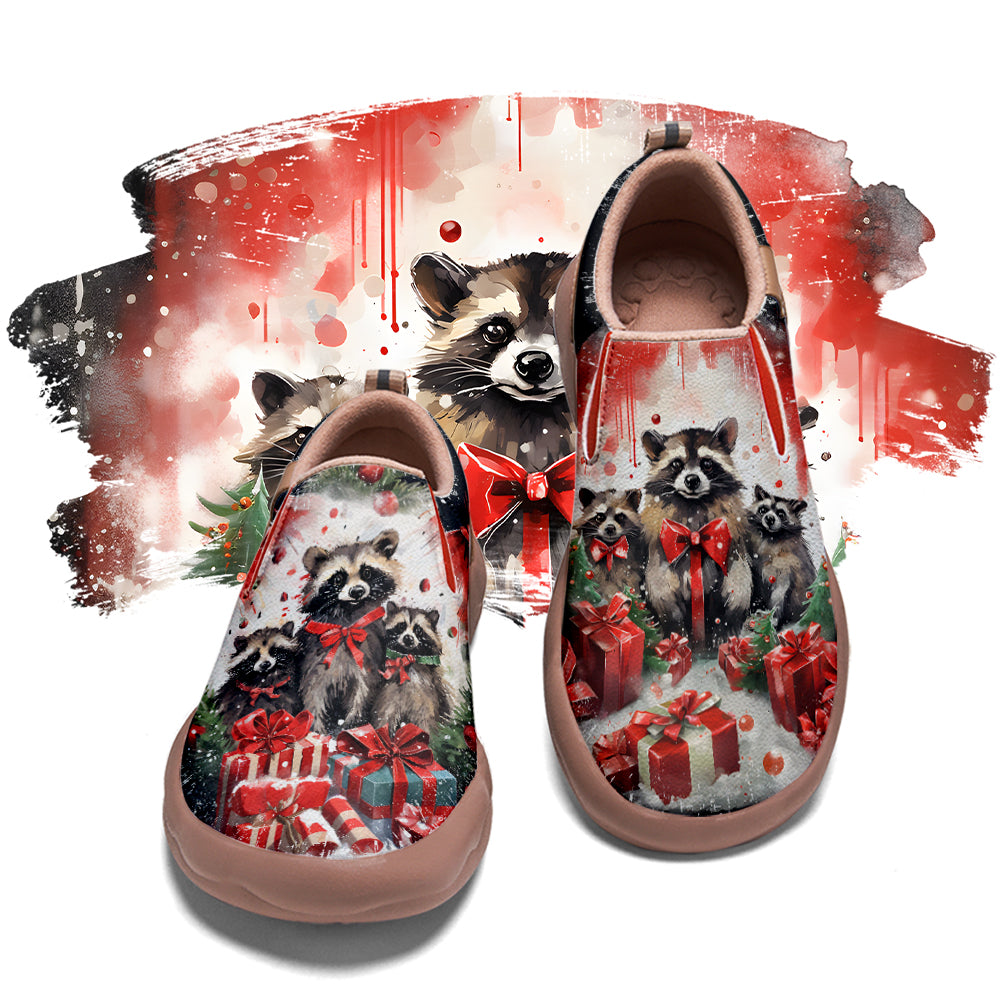 Christmas Raccoon Kids Slip On