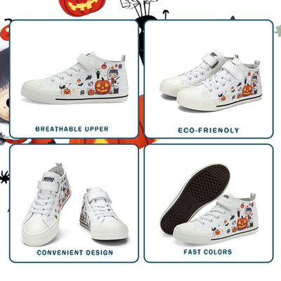 Halloween Pumpkin Kids High Top Canvas Shoes