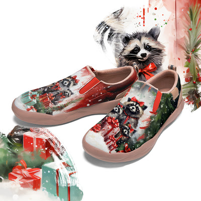 Christmas Raccoon Kids Slip On