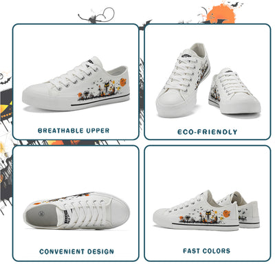 Halloween Basquiat Kids Low Top Canvas Shoes