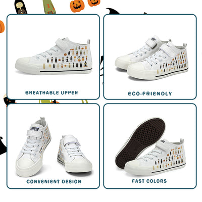 Halloween Ghost Pumpkin Kids High Top Canvas Shoes