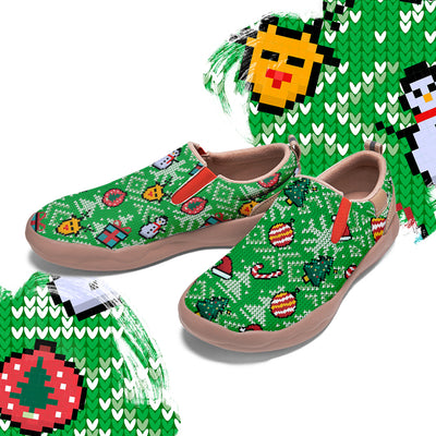 Pixel Christmas Snowman Kids Slip On