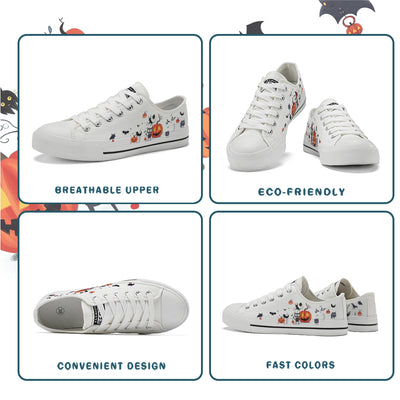 Halloween Pumpkin Kids Low Top Canvas Shoes