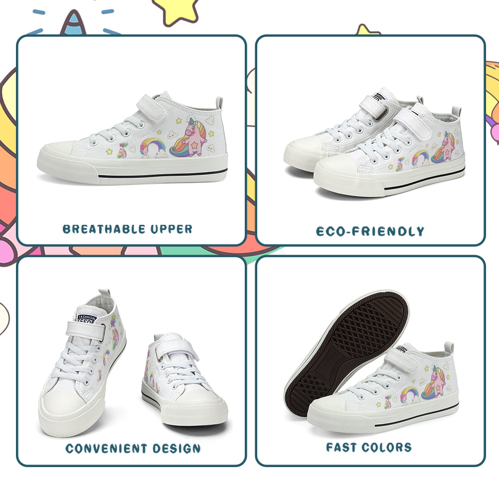 Rainbow Unicorn Kids High Top Canvas Shoes