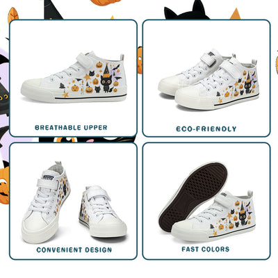 Halloween Pumpkin Kids High Top Canvas Shoes