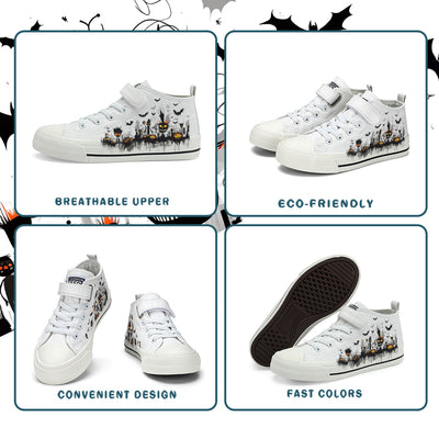 Halloween Basquiat Kids High Top Canvas Shoes