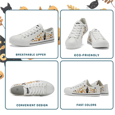 Halloween Pumpkin Kids Low Top Canvas Shoes