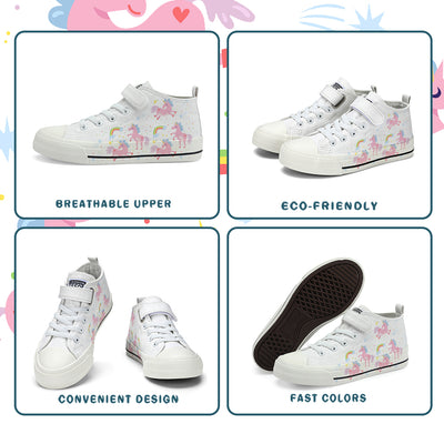 Rainbow Unicorn Kids High Top Canvas Shoes