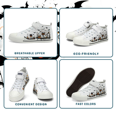 Halloween Basquiat Kids High Top Canvas Shoes