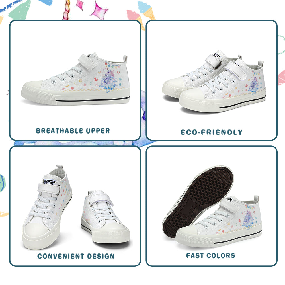 Unicorn Kids High Top Canvas Shoes