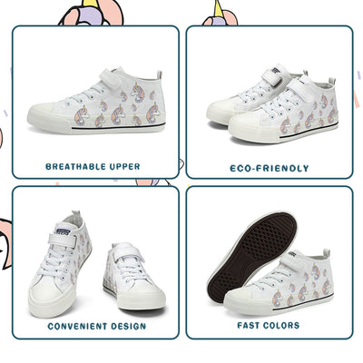 Unicorn Kids High Top Canvas Shoes