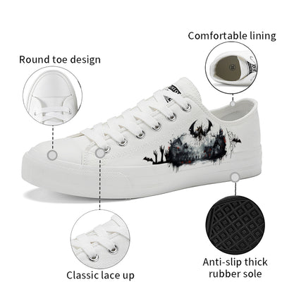 Halloween Ghost Bat Low Top Canvas Shoes