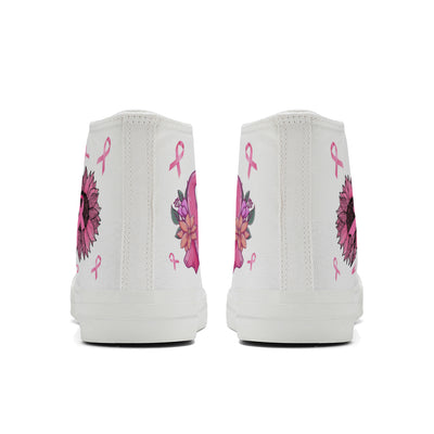 Flower Breast Cancer High Top Canvas Shoes