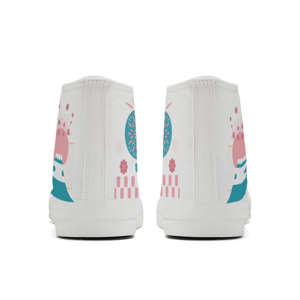 Japanese Style Cherry Blossoms High Top Canvas Shoes