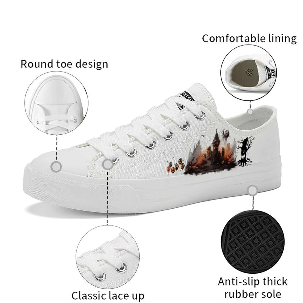 Halloween Castle Low Top Canvas Shoes