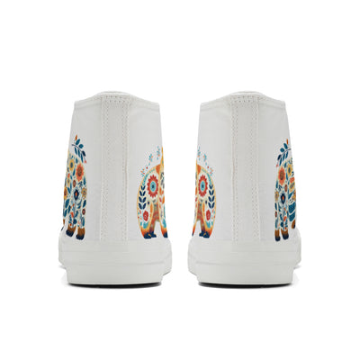 Floral Beer High Top Canvas Shoes