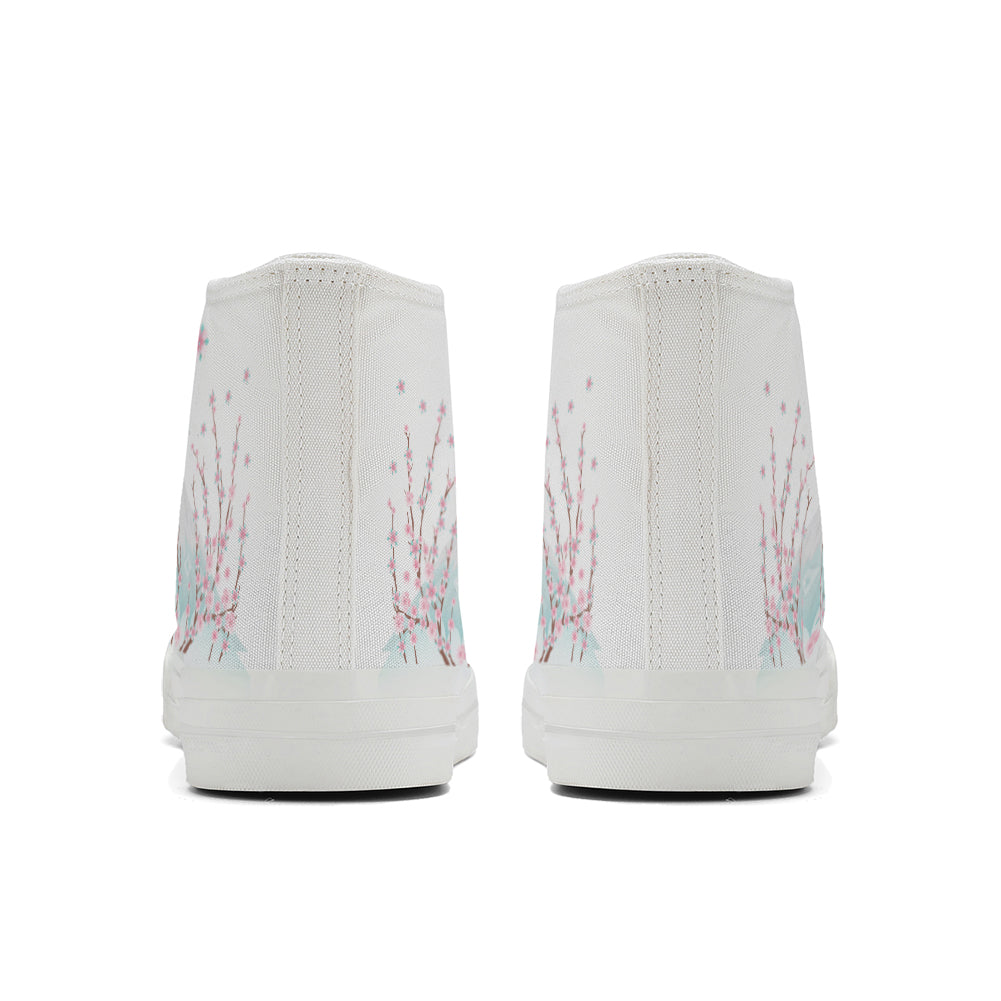 Japanese Style Cherry Blossoms High Top Canvas Shoes