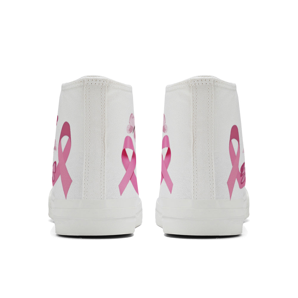 Butterfly Breast Cancer High Top Canvas Shoes