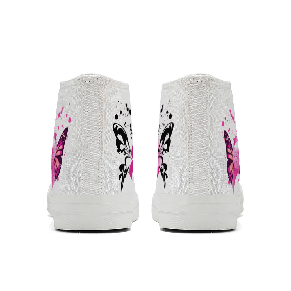 Butterfly Breast Cancer High Top Canvas Shoes