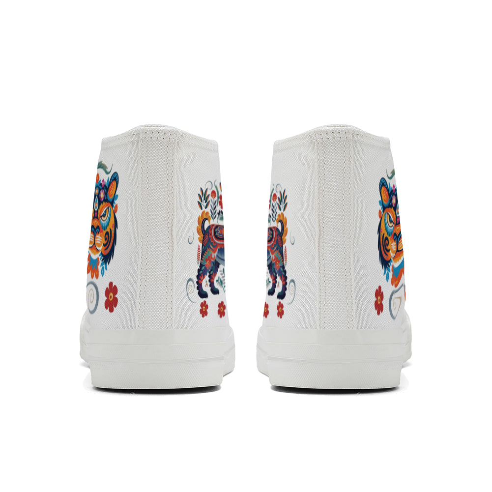 Floral Lion High Top Canvas Shoes