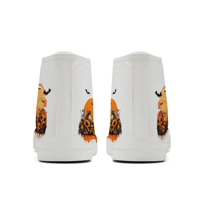 Halloween Pumpkin Skull High Top Canvas Shoes