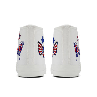 Butterfly American Flag High Top Canvas Shoes