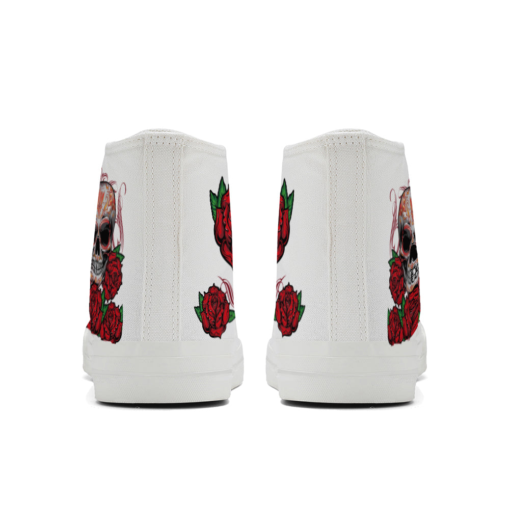 Rose Gothic Skull High Top Canvas Shoes