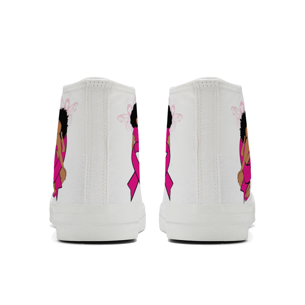 Breast Cancer High Top Canvas Shoes